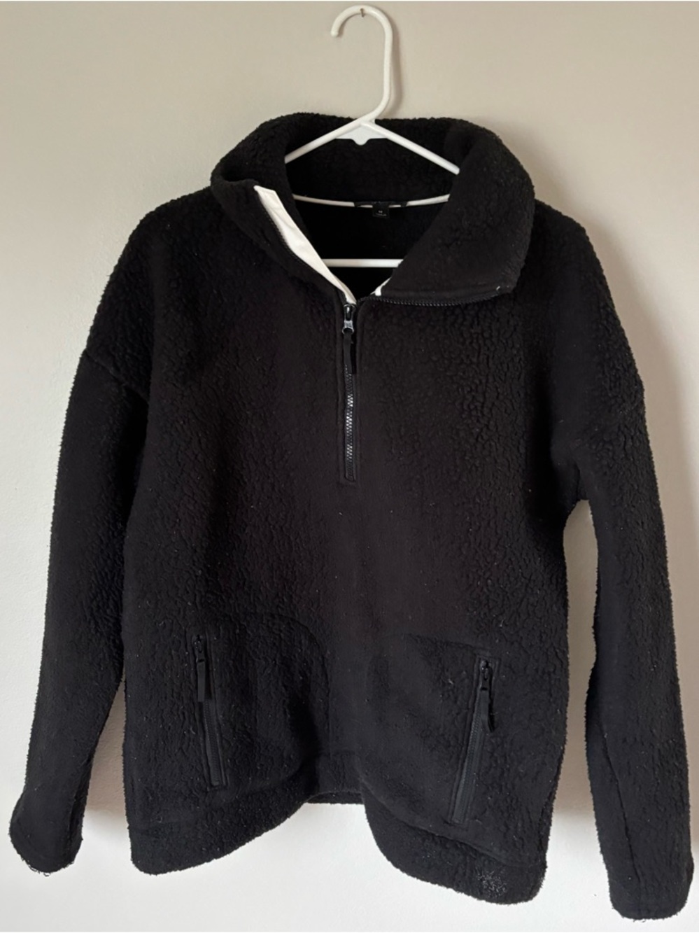 J. Crew Black Sherpa Half-Zip Pullover